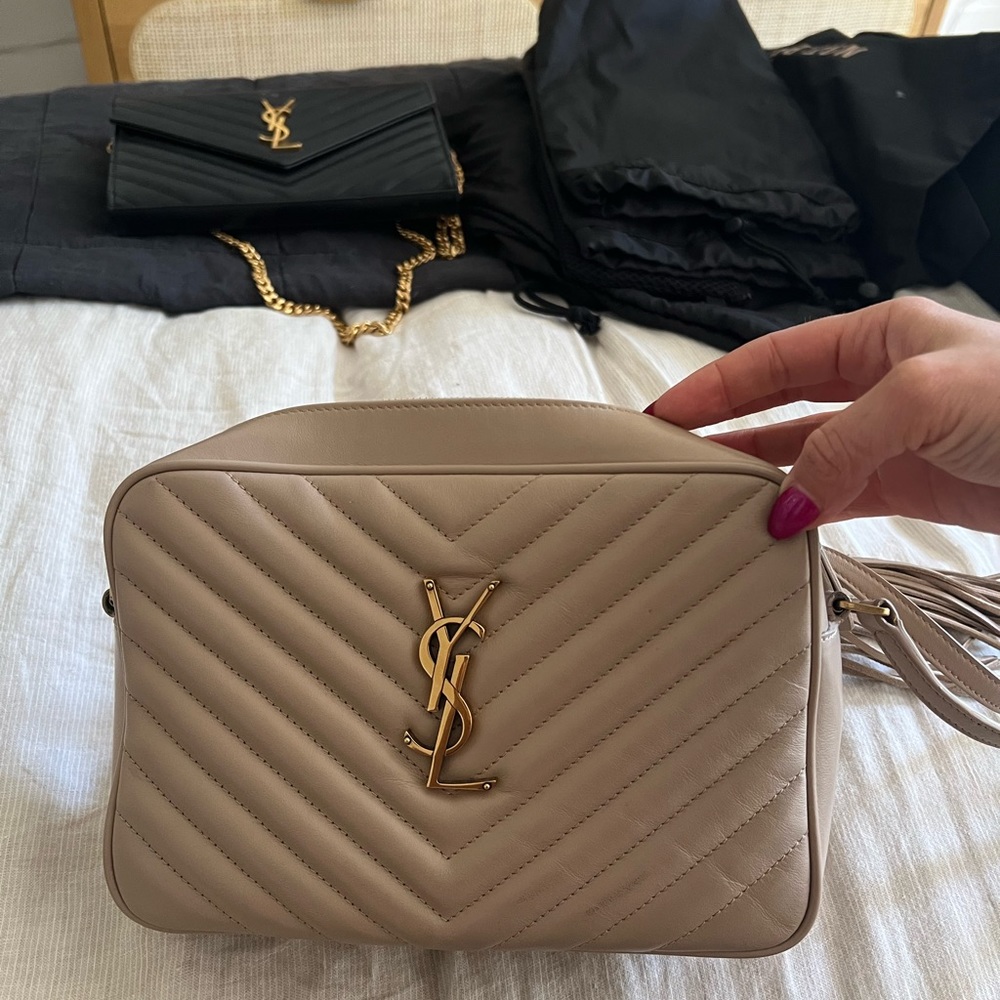 YSL camera bag dark beige